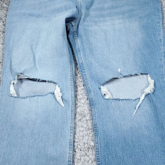 Abercrombie 22 Short 90s Straight Ultra High Rise Curve Love Jeans Blue Size 36 - Picture 6 of 11